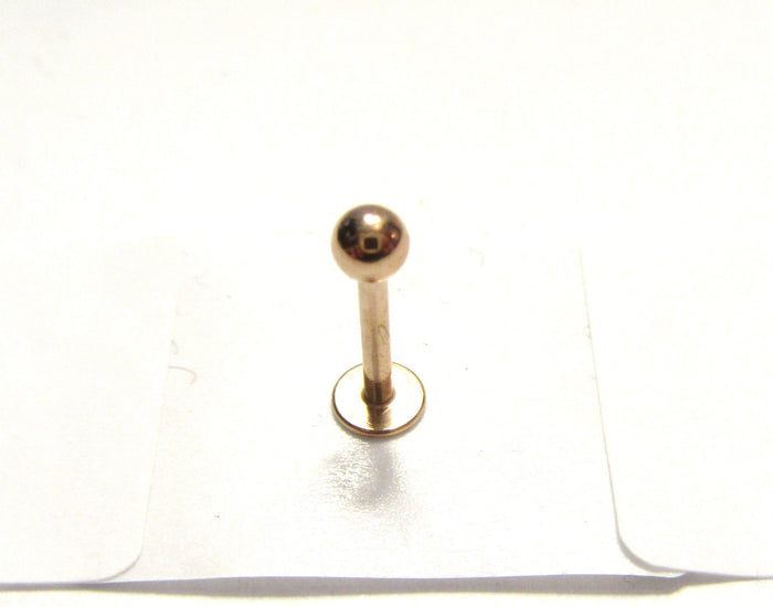 Rose Gold Titanium Flat Back Ball Stud Post Ring 16 gauge 16g 8 mm Length - I Love My Piercings!