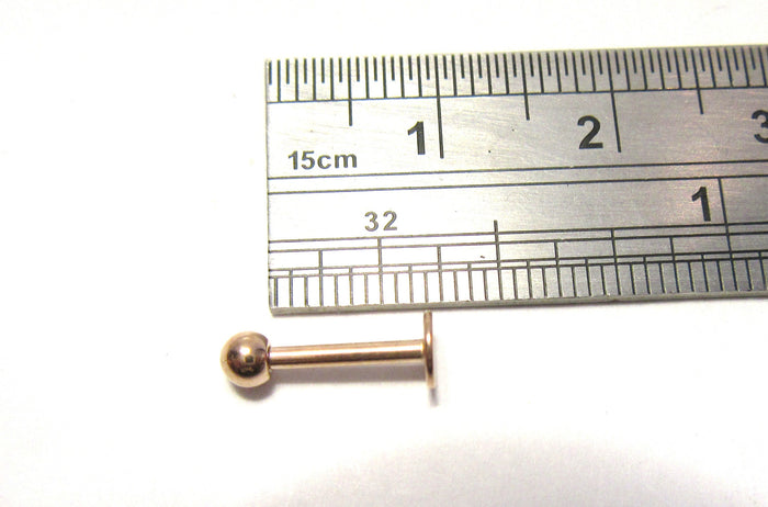 Rose Gold Titanium Flat Back Ball Stud Post Ring 16 gauge 16g 8 mm Length - I Love My Piercings!