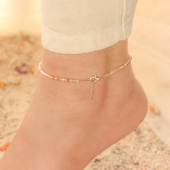 Rose Quartz Heart Chakra Set | Rose Quartz Anklet & Bracelet Combo - view 2