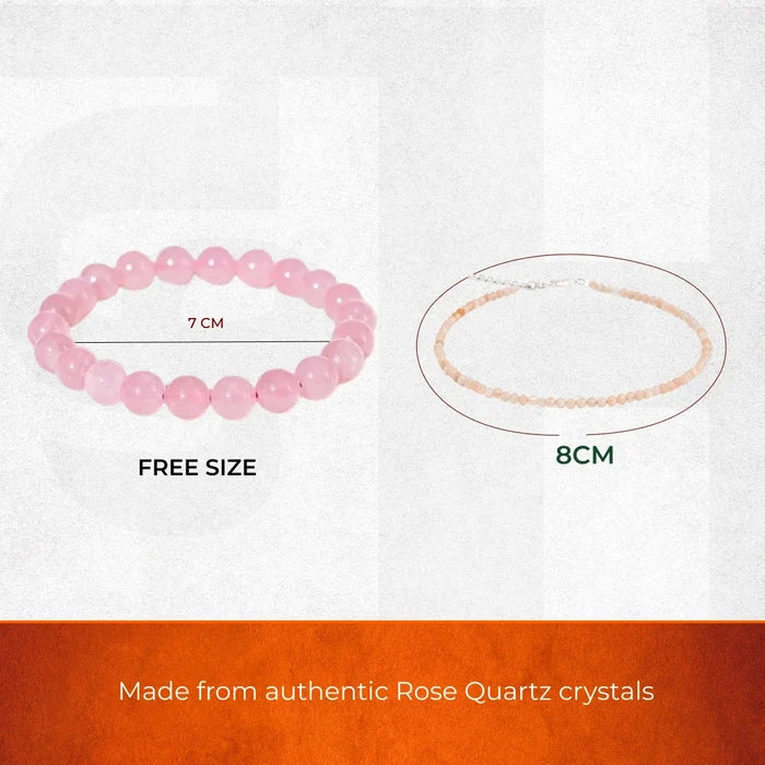 Rose Quartz Heart Chakra Set | Rose Quartz Anklet & Bracelet Combo - view 3