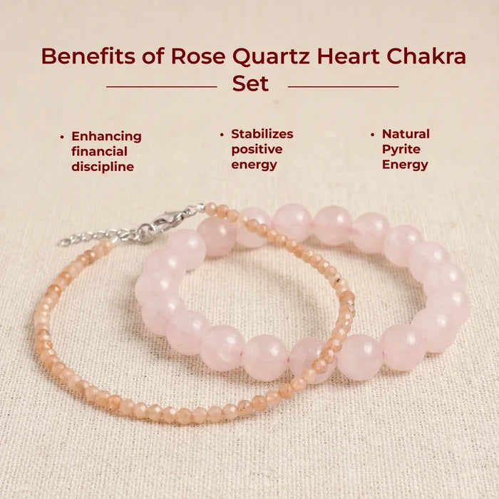 Rose Quartz Heart Chakra Set | Rose Quartz Anklet & Bracelet Combo - view 4