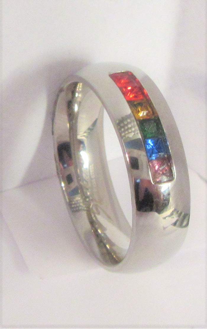 Size 7 Stainless Surgical Steel Mosaic Ring  / 6mm Width - I Love My Piercings!