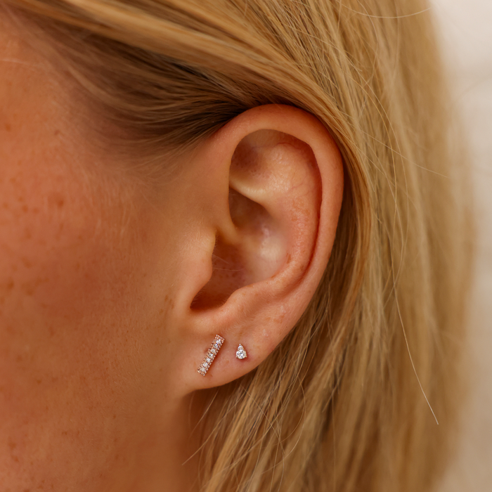 Rose Gold-2^Teardrop Diamond Earrings: Sophia Ryan Single Petite Teardrop Stud in Rose Gold Thumbnail-only
