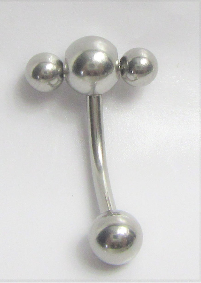 Stainless Surgical Steel Triple Ball VCH Vertical Clitoral Clit Hood Bar 14g - I Love My Piercings!