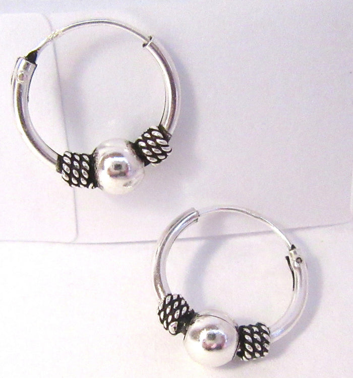 Sterling Silver Bali Ball Hoop Earrings - I Love My Piercings!