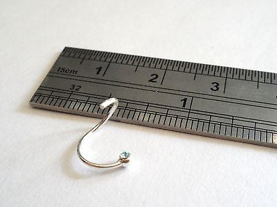 Sterling Silver Blue Crystal Ball Nose Hoop Ring Stud 20 gauge 20g 7mm diameter - I Love My Piercings!