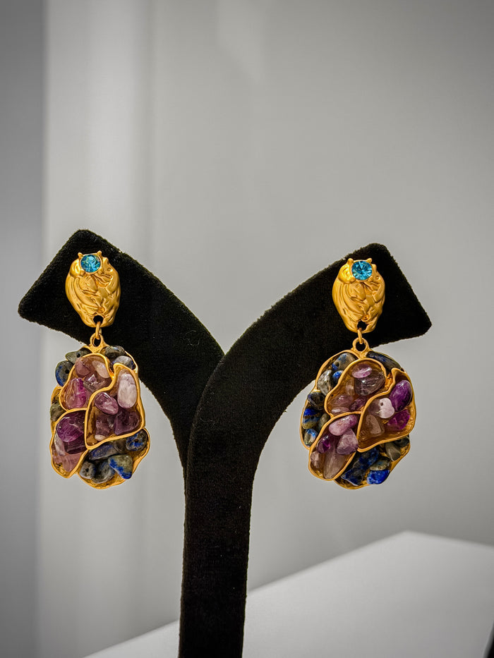 Stone Cluster Artisanal Earrings Set
