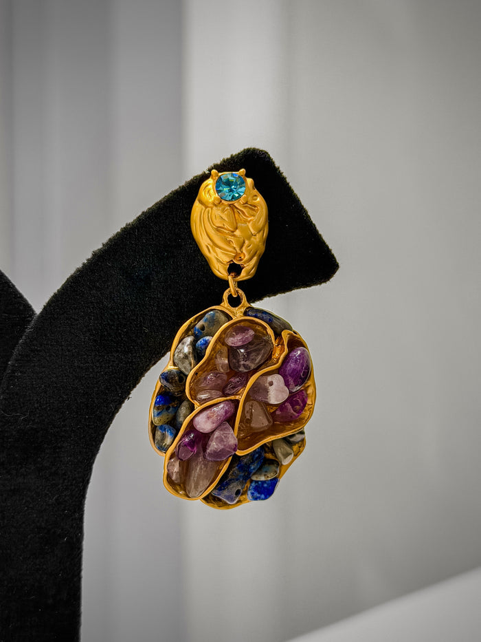 Stone Cluster Artisanal Earrings Set
