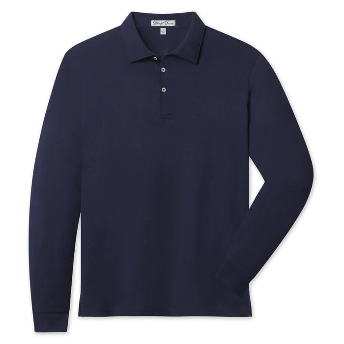 Straight Down Cambridge Longsleeve Golf Polo New Indigo - FA26 Men