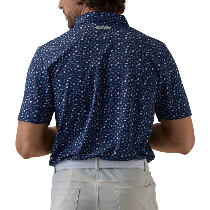 Straight Down Hold 'Em Golf Polo New Indigo - FA25 Men