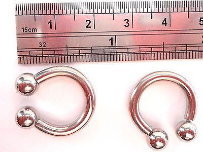 Surgical Stainless Steel Horseshoes Half Hoop Circular Earrings 12mm 8 gauge 8g - I Love My Piercings!