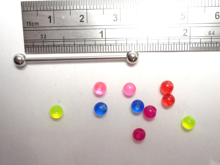 Surgical Stainless Steel Industrial Straight Barbell with Balls 16 gauge 31mm - I Love My Piercings!