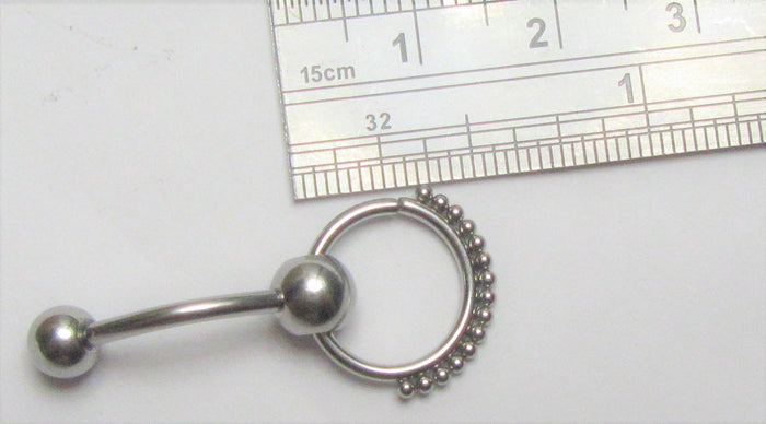 Surgical Steel Beaded Hoop Dangle VCH Vertical Clitoral Clit Hood Post 14g - I Love My Piercings!