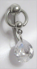 Surgical Steel Clear Gem Hoop Dangle Barbell VCH Clit Clitoral Hood 14 gauge - I Love My Piercings!