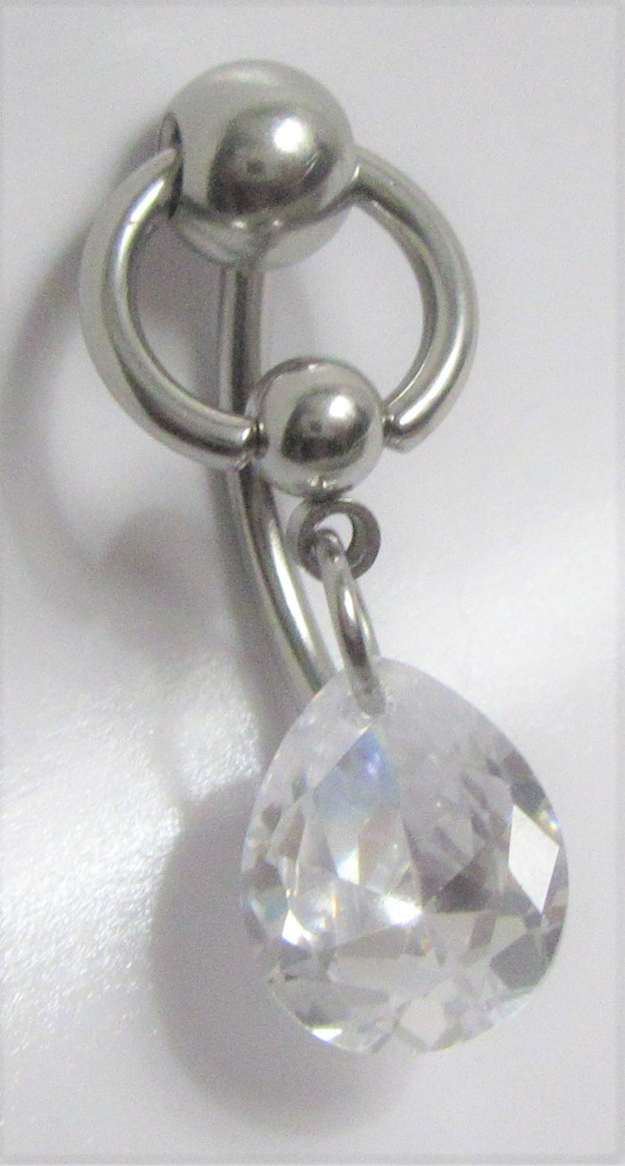 Surgical Steel Clear Gem Hoop Dangle Barbell VCH Clit Clitoral Hood 14 gauge - I Love My Piercings!