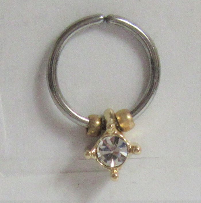 Surgical Steel Crystal Dangle Seamless Hoop 18 gauge 18g - I Love My Piercings!
