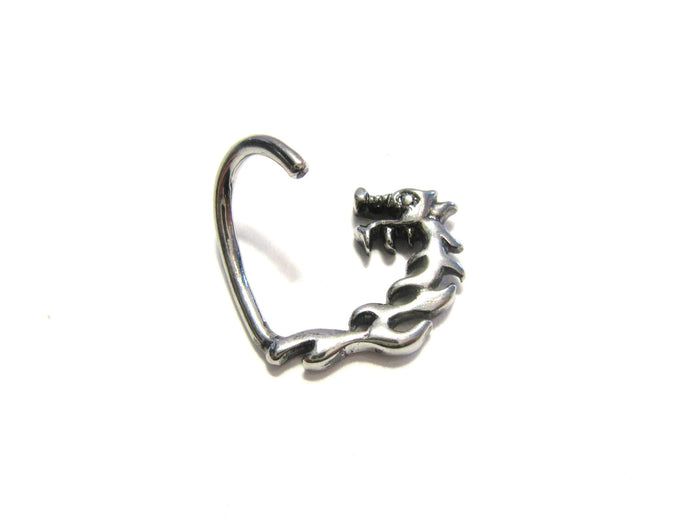 Surgical Steel Fire Dragon Ear Cartilage Heart Hoop Ring 16 gauge 16g - I Love My Piercings!
