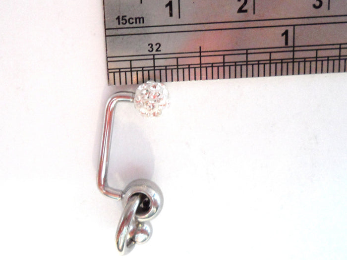 Surgical Steel Hoop Dangle Clear Crystal Ball VCH Jewelry Clitoral Hood 14 gauge - I Love My Piercings!