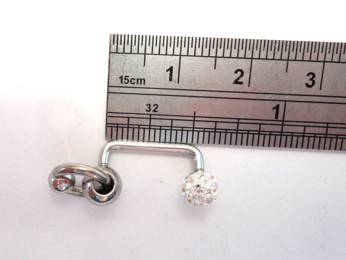 Surgical Steel Hoop Dangle Clear Crystal Ball VCH Jewelry Clitoral Hood 14 gauge - I Love My Piercings!