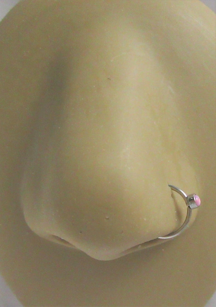 Surgical Steel Mauve Opal Seamless Nose Hoop Ring 20 gauge 20g 8 mm - I Love My Piercings!