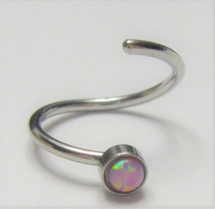 Surgical Steel Mauve Opal Seamless Nose Hoop Ring 20 gauge 20g 8 mm - I Love My Piercings!