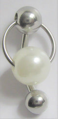 Surgical Steel White Pearl Pressure Ball VCH Bar Clit Hood Clitoral 14 gauge 14G - I Love My Piercings!
