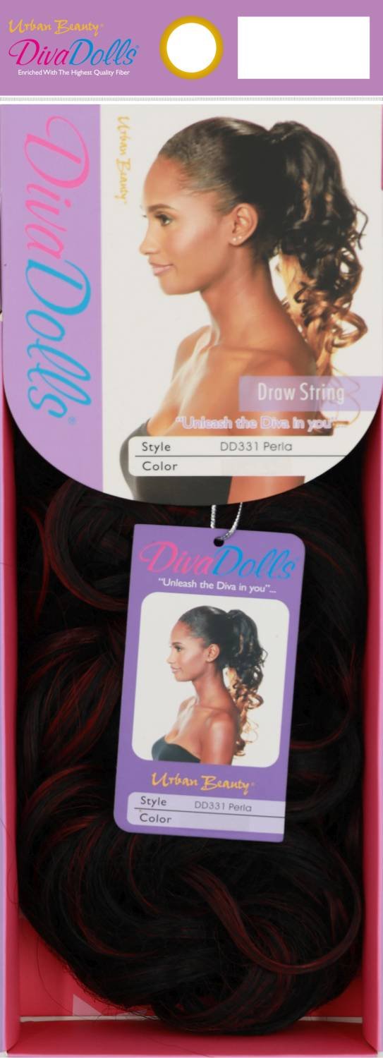 Synthetic Drawstring Diva Dolls DD331 — Perla Color F1B/Burgundy