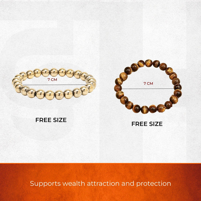 Tiger Eye and Pyrite Bracelet for Confidence and Wealth combo - view 3