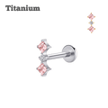 Titanium Pink Double Gem Threadless Labret