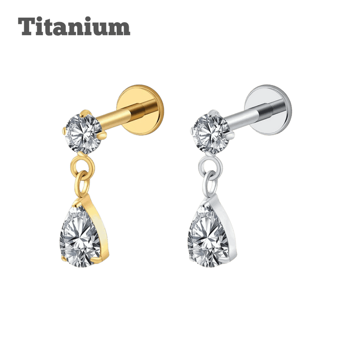Titanium Pronged with Dangling Teardrop Threaded Labret