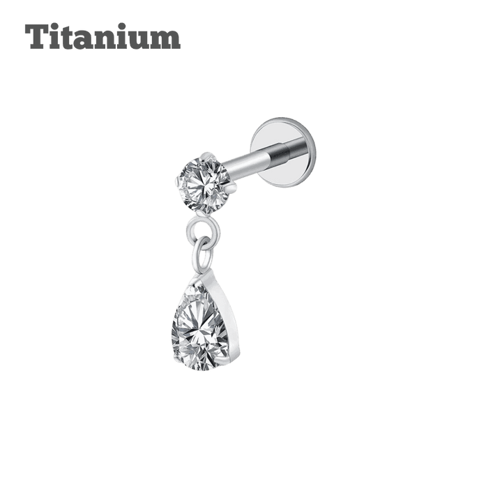 Titanium Pronged with Dangling Teardrop Threaded Labret