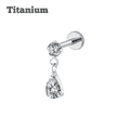 Titanium Pronged with Dangling Teardrop Threaded Labret
