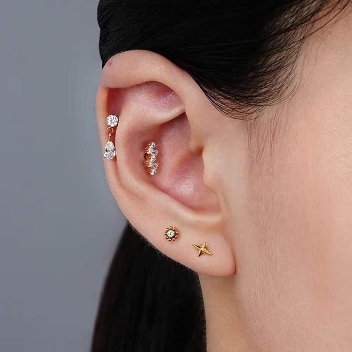 Titanium Pronged with Dangling Teardrop Threaded Labret