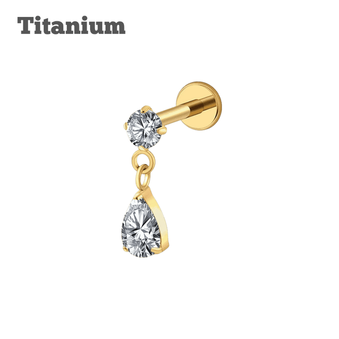 Titanium Pronged with Dangling Teardrop Threaded Labret