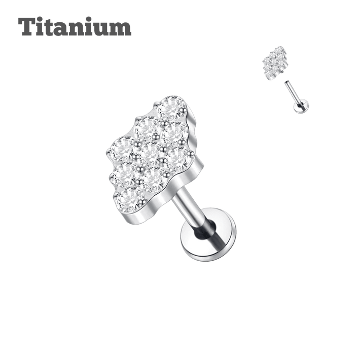 steel color studded titanium earring for lobe and cartilage piercing