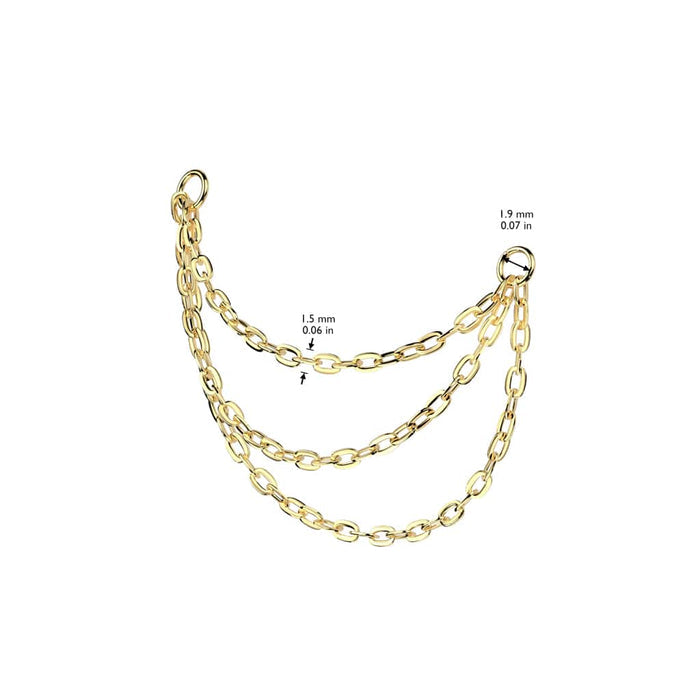 gold color titanium triple chain size