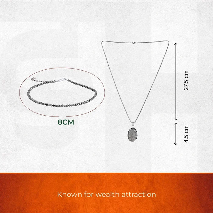 Total Wealth Alignment Combo: Pyrite Anklet & Raw Pyrite Pendant - view 3