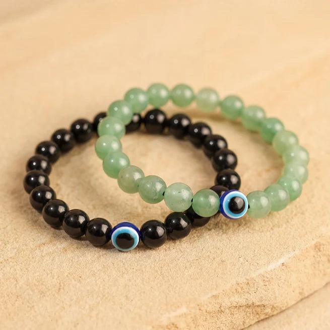 Ultimate Nazar Shield: Black Obsidian & Green Aventurine Healing Combo
