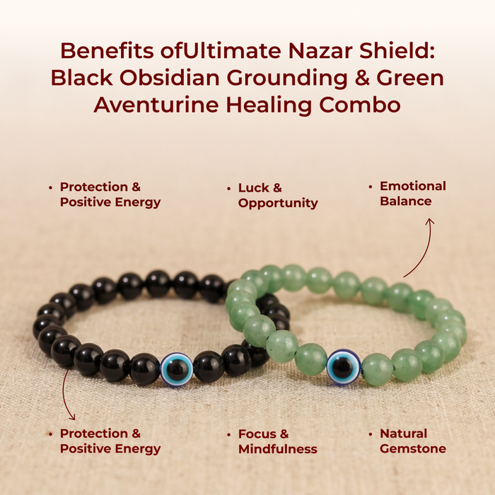 Ultimate Nazar Shield: Black Obsidian & Green Aventurine Healing Combo - view 2