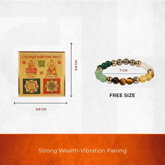 Ultimate Vyapar Vridhi Combo: Laxmi Ganesha Yantra & Money Magnet Bracelet
