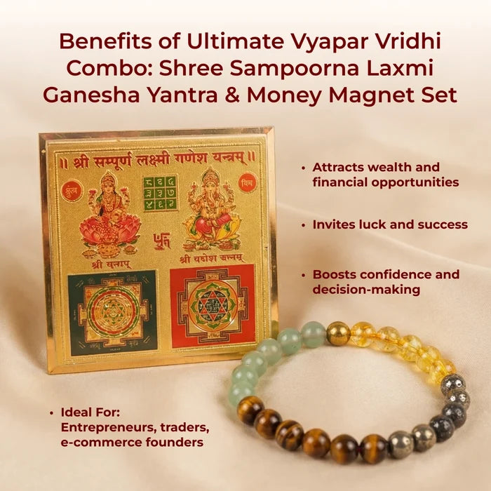 Ultimate Vyapar Vridhi Combo: Laxmi Ganesha Yantra & Money Magnet Bracelet - view 2