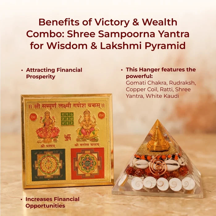 Victory & Wealth Combo: Shree Sampoorna Yantra for Wisdom & Lakshmi Pyramid - view 4