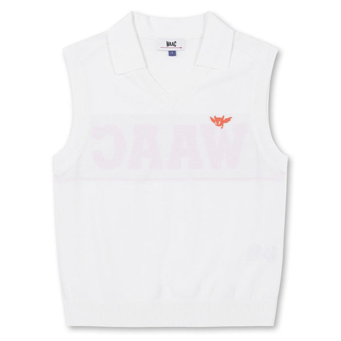 WAAC Athletic Deep V-Neck Knit Golf Vest White - 24 Women