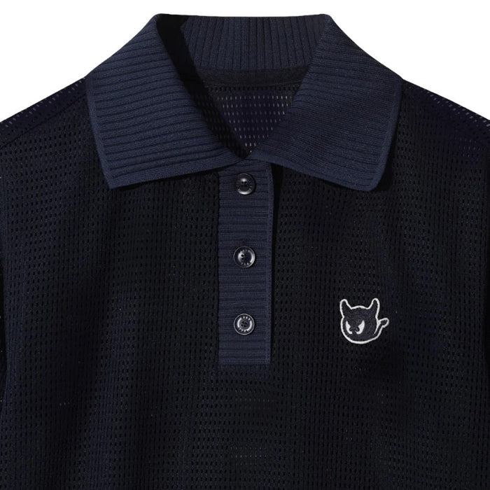 WAAC Mesh Jersey Shortsleeve Golf Polo Dark Navy - FW25 Women