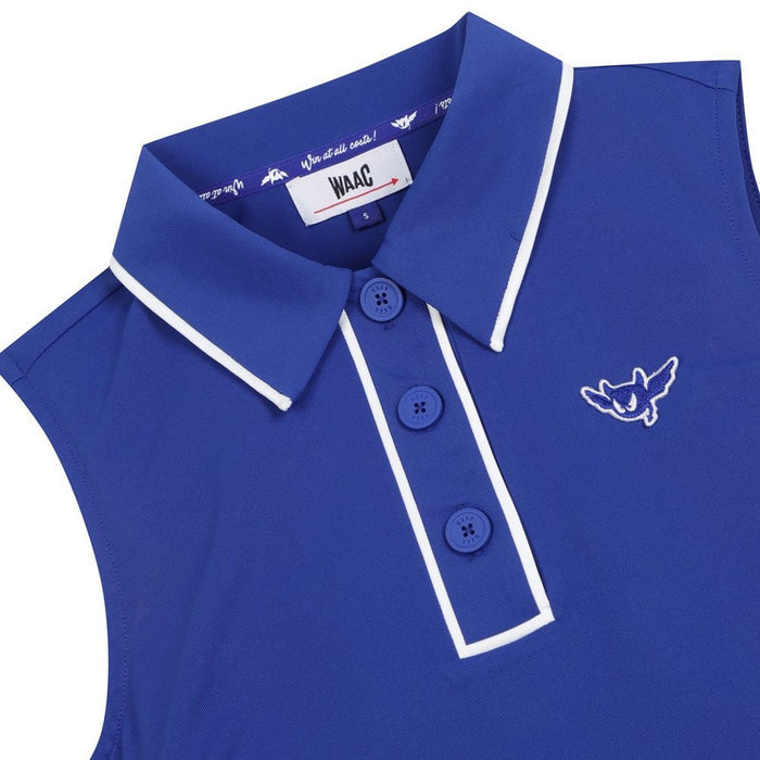 WAAC Tipping Sleeveless Pique Golf Polo Dark Blue - 24 Women